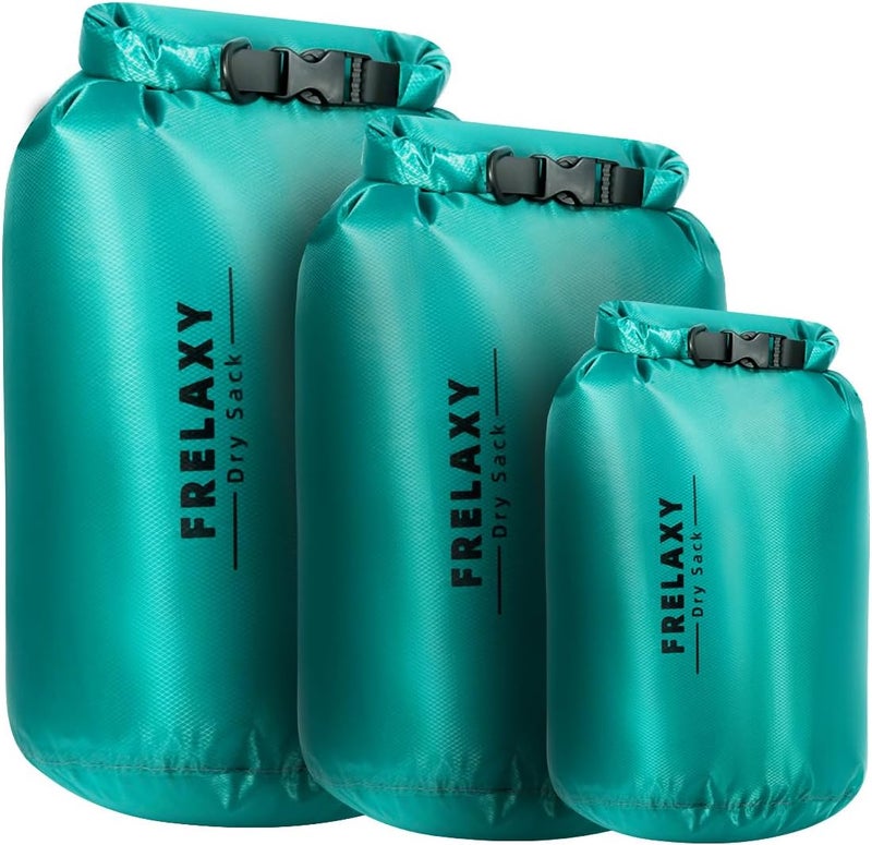 Frelaxy Waterproof Dry Bag 2 Pack/3 Pack, Lightweight Portable Dry Bags, 5L & 15L & 25L Durable Dry Sack Set Keep Gear Dry for Hiking, Camping, Boating, Backpacking, Kayaking (3 Pack - Turquoise) - Image 1